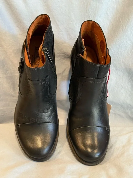 PIKOLINOS Black Leather Ankle Boots with Stacked Brown Heel - Picture 4 of 5